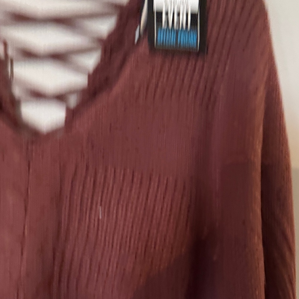 Daytrip V-Neck Sweater with Crisscross Back in Brown - Picture 5 of 5